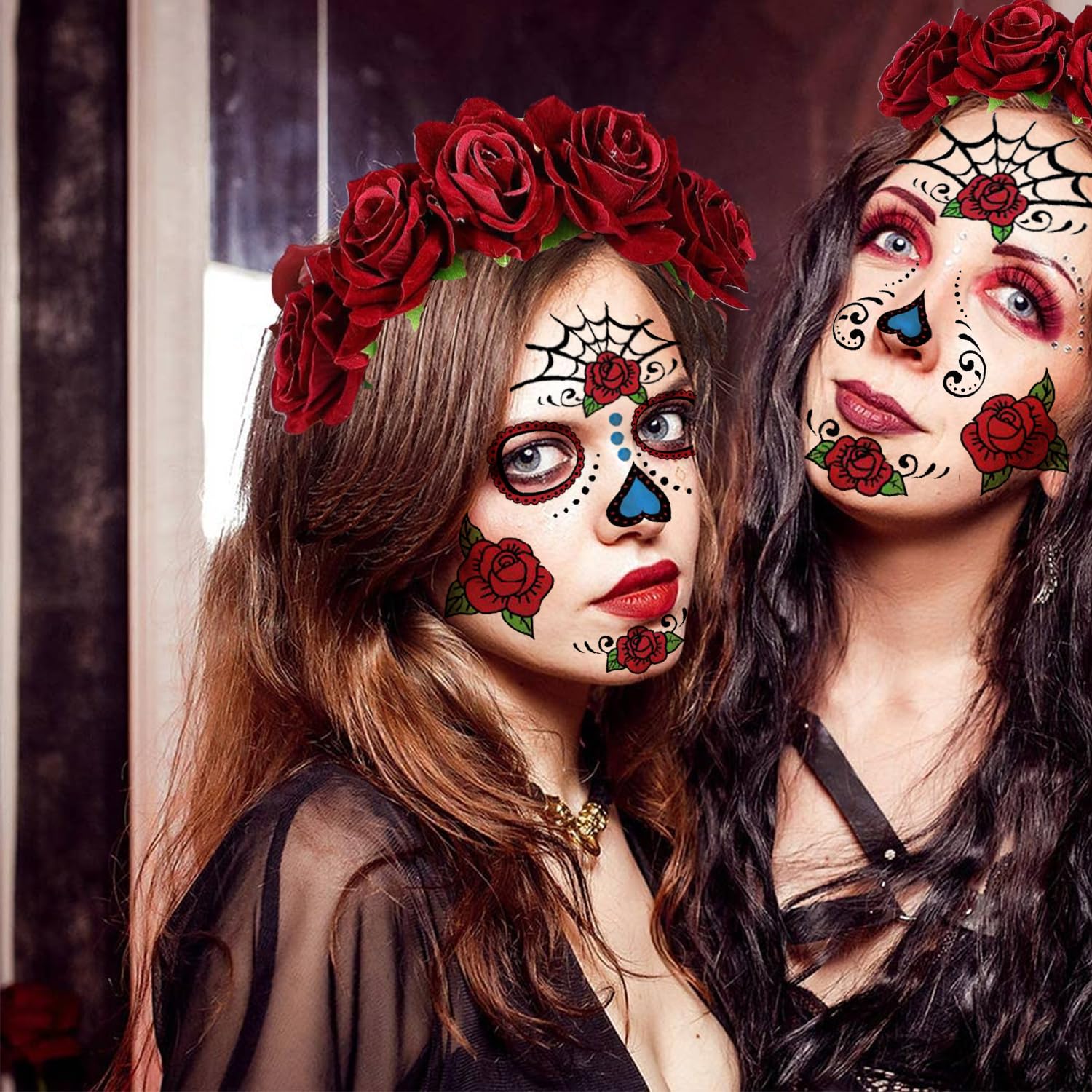 Fascia Per Capelli Con Fiore E Teschio Per Halloween Dia De Muertos - Copricapo Cosplay Con Piume, Decorazione Teschio Per Donna