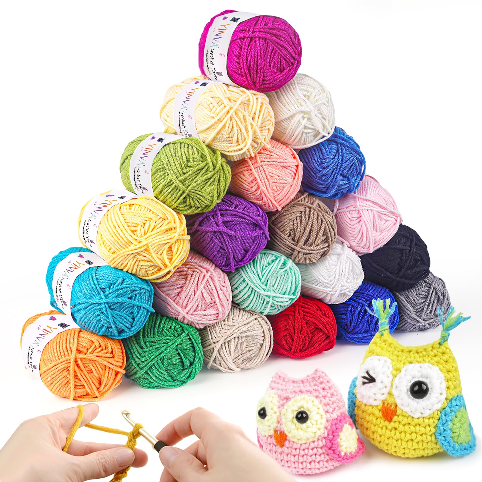 YINVA Häkelnadel Set für Anfänger 0.6mm-8mm Ergonomische Häkelnadeln Crochet Set Stricken für Anfänger Set