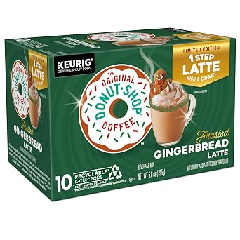 The Original Donut Shop One Step Latte, Frosted Gingerbread, Keurig Single Serve K-Cup Pods, 60 Count (6 Packs of 10) | 6 Pack, Keurig Single Serve K-Cup Pods, ( of 10)