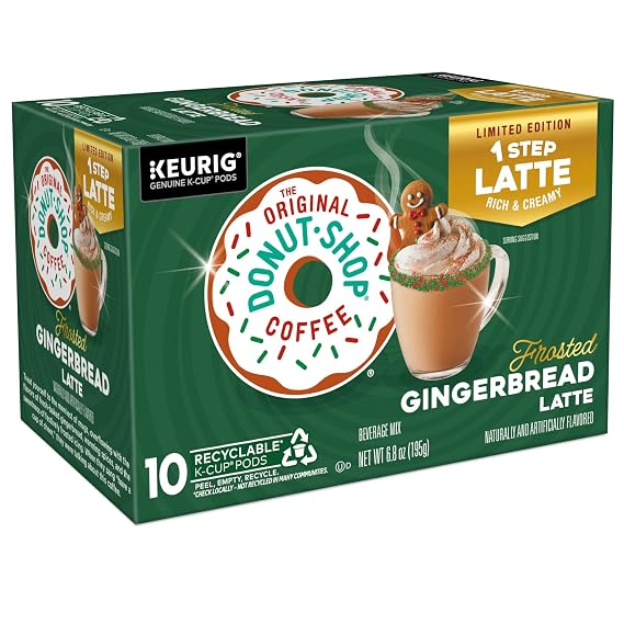 The Original Donut Shop One Step Latte, Frosted Gingerbread, Keurig Single Serve K-Cup Pods, 60 Count (6 Packs of 10) | 6 Pack, Keurig Single Serve K-Cup Pods, ( of 10)