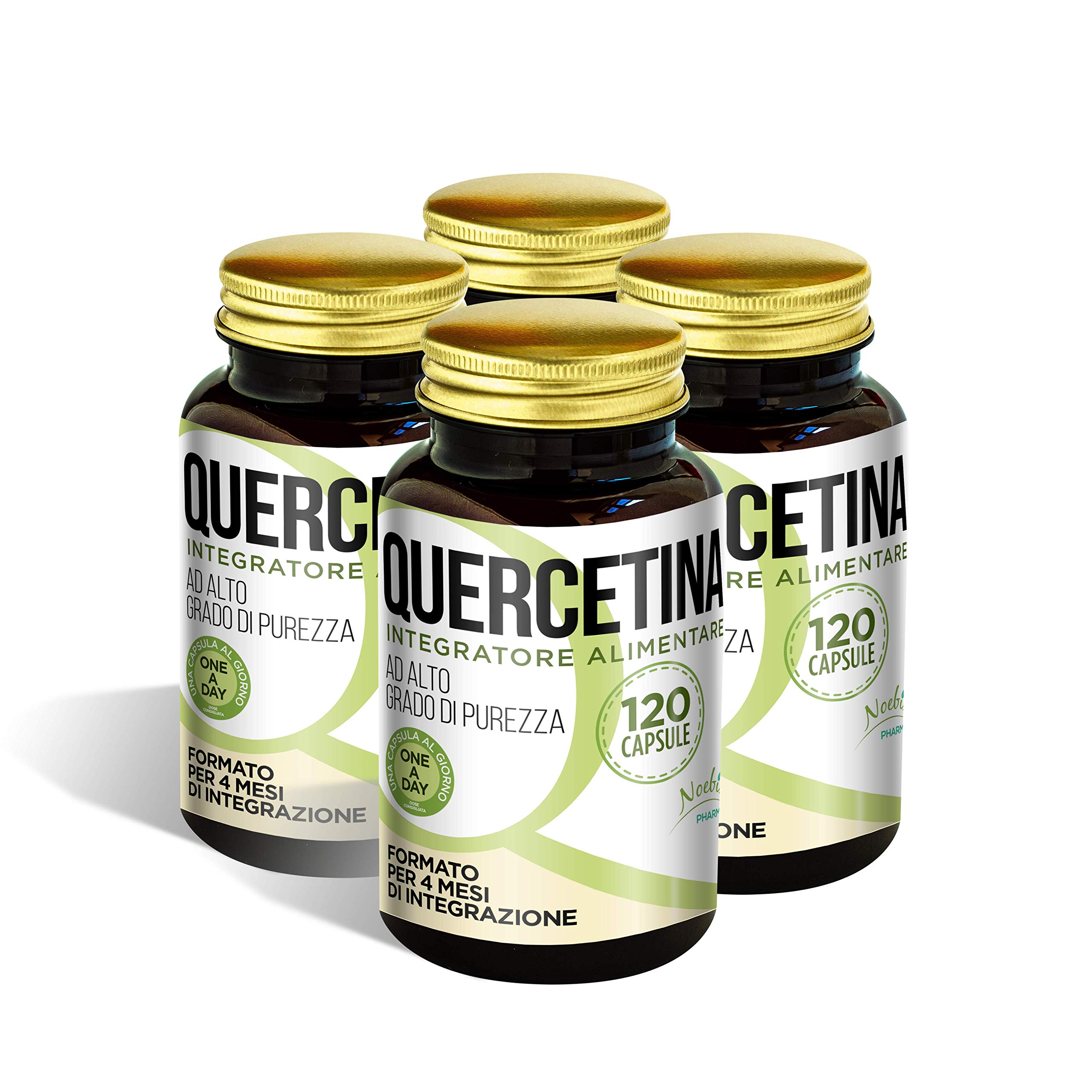 Quercetina 120 Capsule - 200 mg per 1 Capsula - Alto Grado di Purezza - 4 Mesi di Integrazione