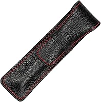 Vista 2 de DiLoro Estuche organizador de cuero de grano completo para bolígrafo individual (negro con rojo)