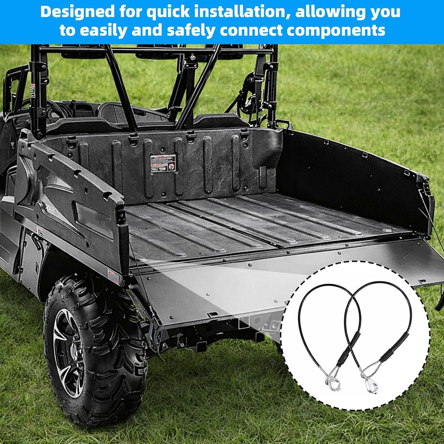 M159508 Tailgate Cable 2 Pack, 12 Inch Cargo Box Support Cable Replacement, Compatible with John Deere Gator HPX615E XUV625i XUV825E XUV835M XUV855M