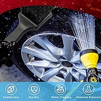 Vista 4 de Ziciner Cepillo de lavado de auto, no raya, rueda y cepillo de neumáticos para llantas de automóvil, limpiador de neumáticos de cerdas rígidas