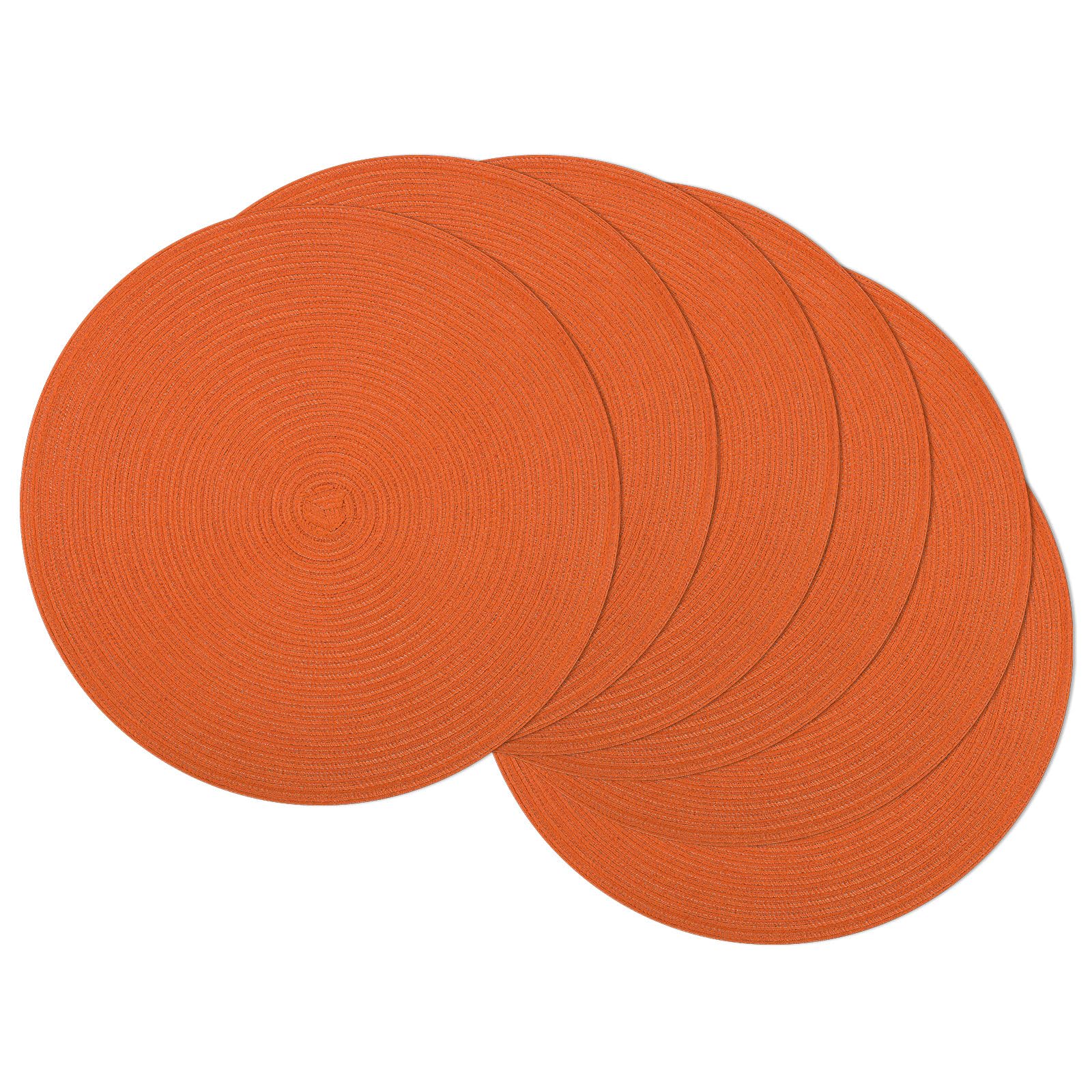 SHACOS Round Braided Fall Placemats Set of 6 Bright Orange Place Mats