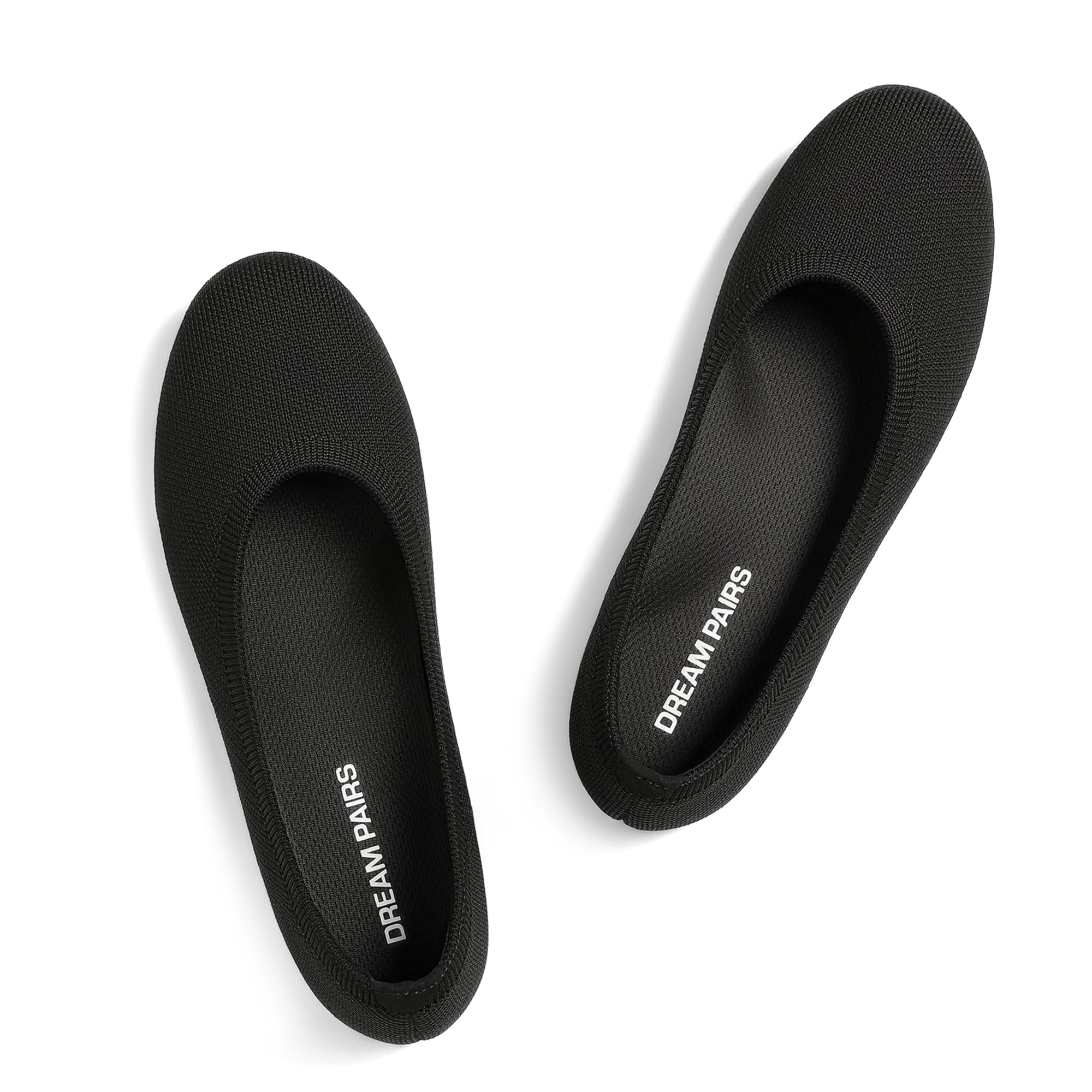 DREAM PAIRS Women's Flats Dress Knit Ballet Comfort,All Black,8