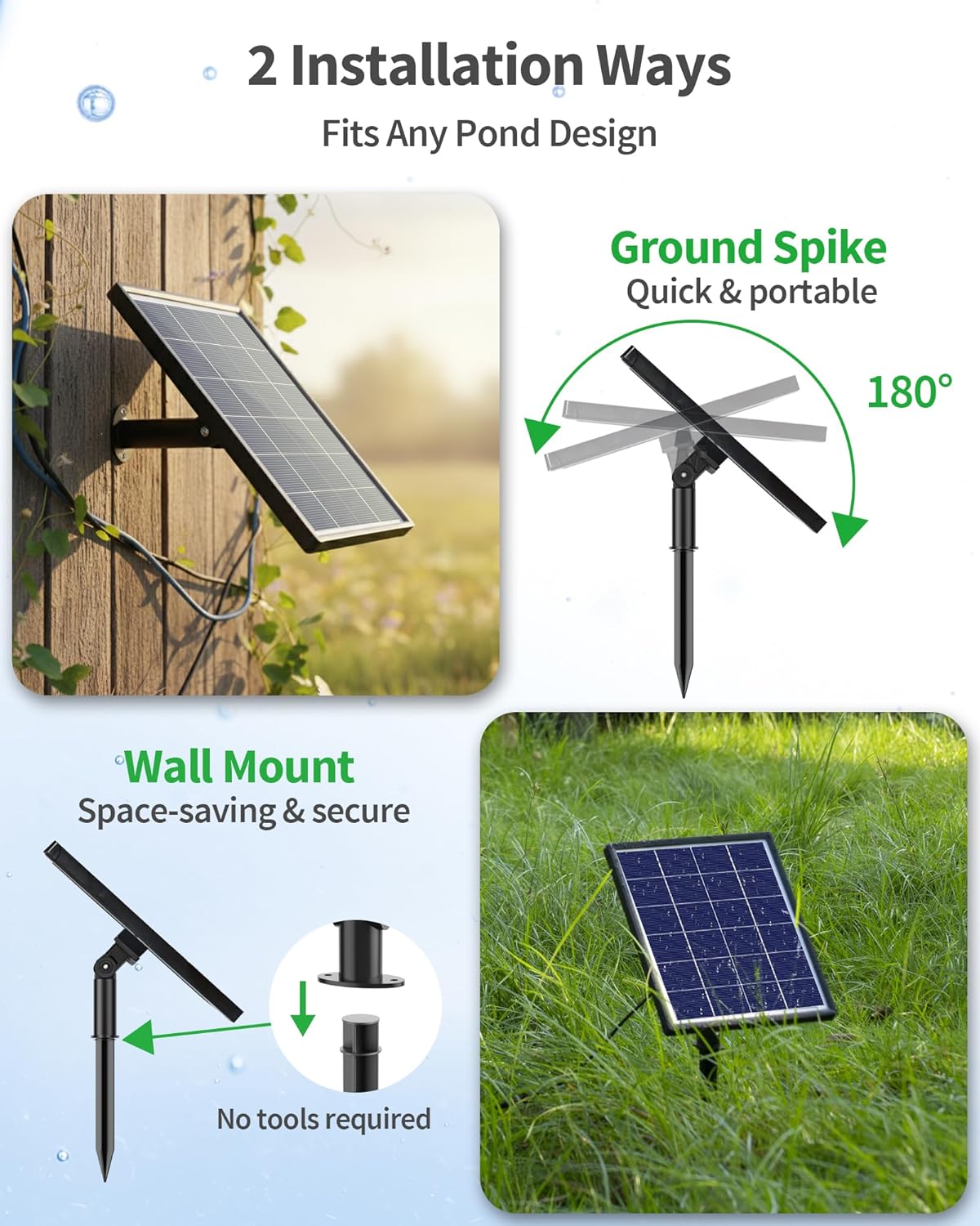 POPOSOAP 4W Solar Pond Aerator, Solar Air Pump for Pond with Battery Backup 24/7 Oxygenation, 3 Working Modes & Low Noise for Small Ponds Fish Tanks Hydroponics P9135