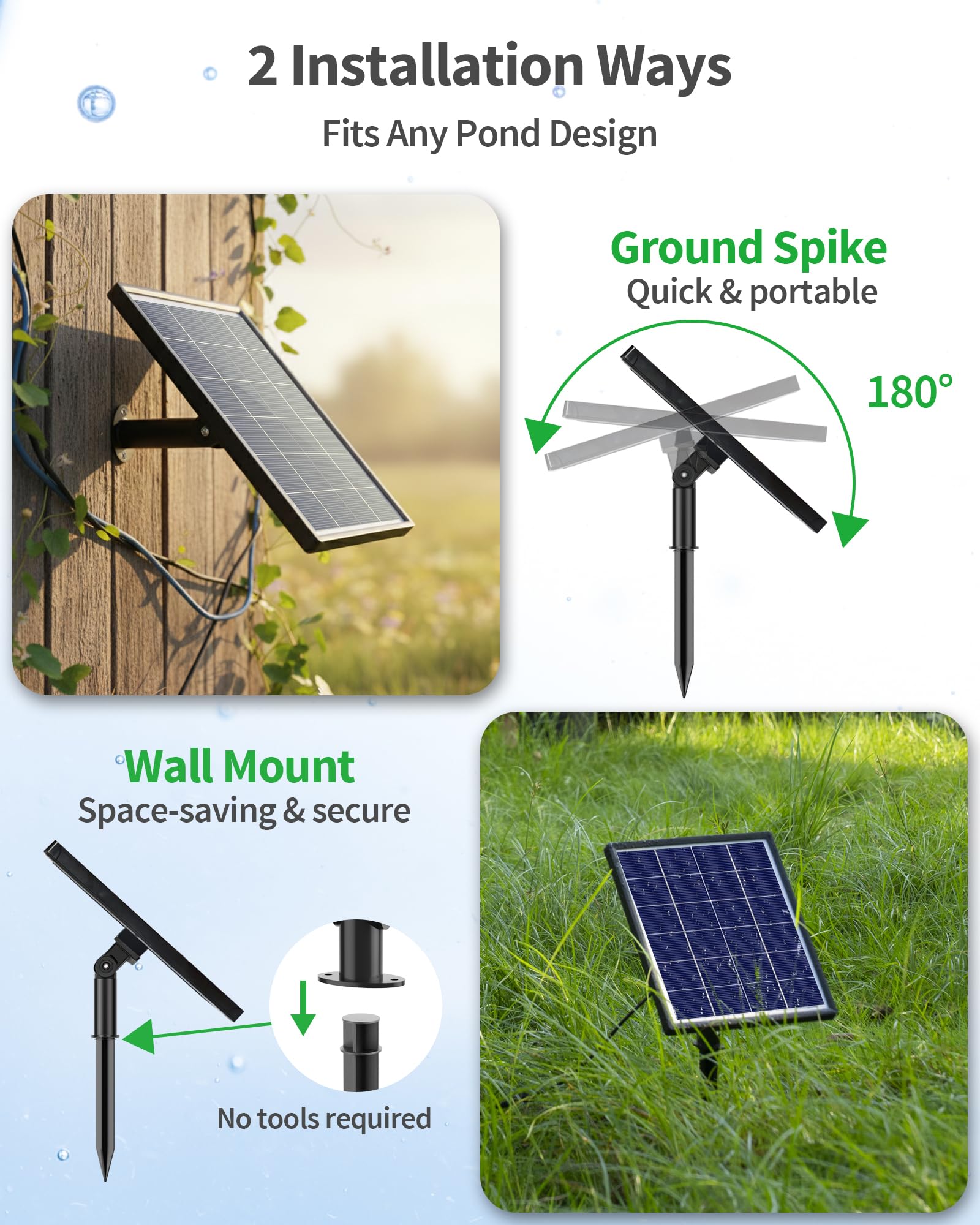 POPOSOAP 4W Solar Pond Aerator, Solar Air Pump for Pond with 2200 mAh Battery Backup, 3 Modes & Separated Solar Panel for Small Outdoor Pond Fish Tank Hydroponics - 5