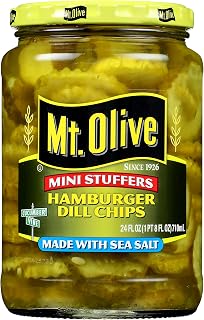 Mt. Olive Mini Stuffers Hamburger Dill Chips - Crunchy Bite-Sized Pickles for Burgers & Snacks