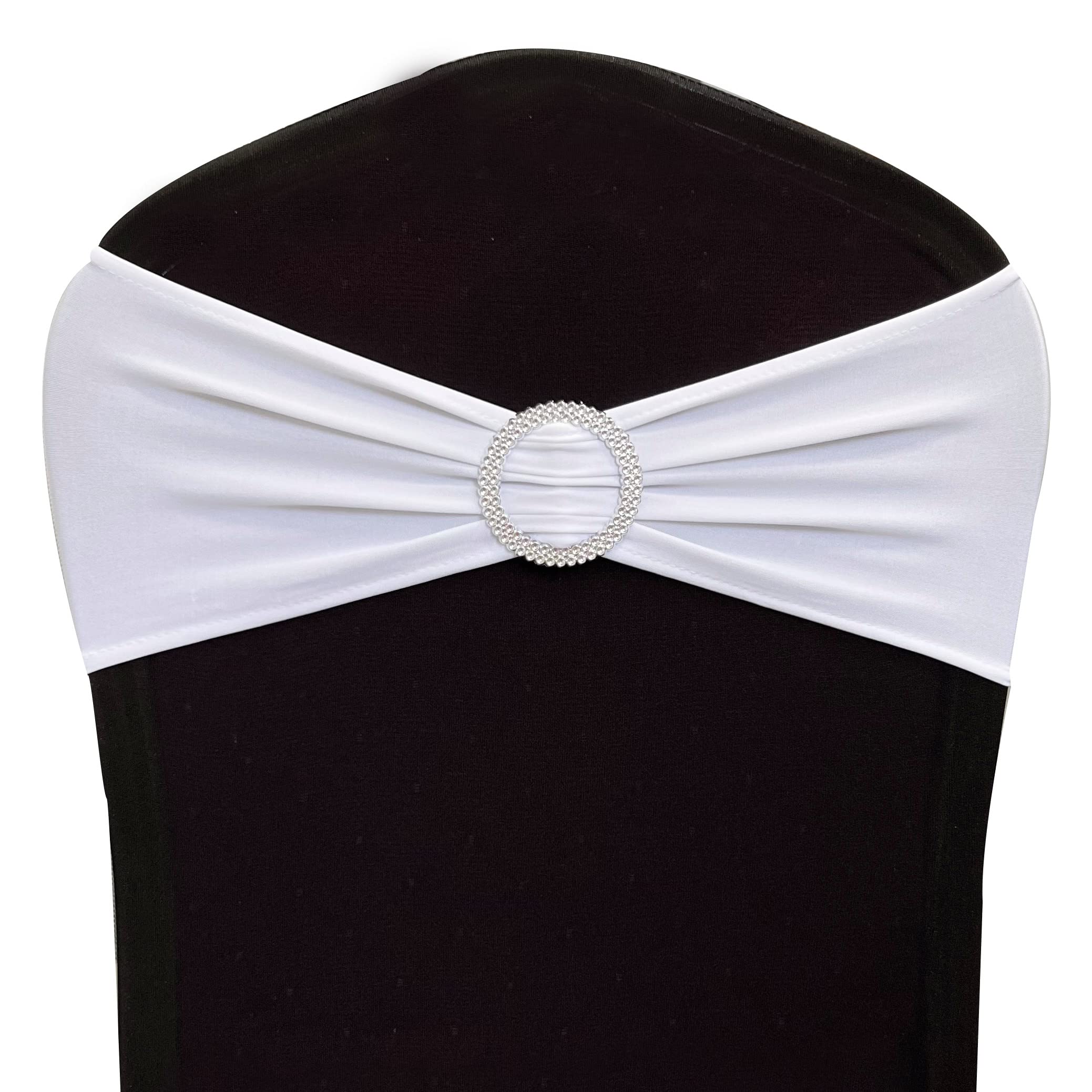 Spandex Chair Sashes Bands, White, 30PCS