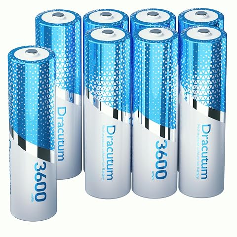 1 5V Rechargeable AA Lithium Batteries 8 Pack 3600mWh Lithium Rechargeable Long-Lasting Double A Li-ion Batteries for Blink