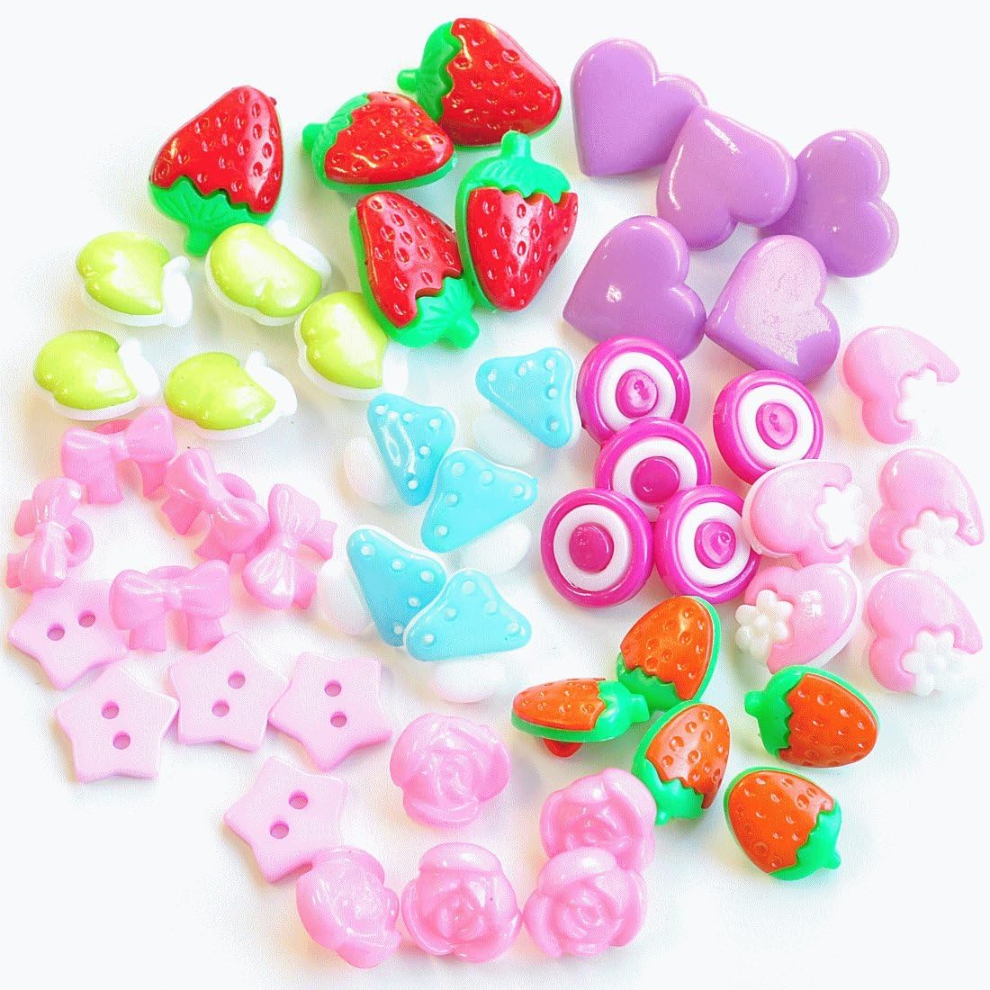 Mymama 女の子の飾りボタン かわいいプラスチック プラ ボタン福袋 10種50個セット ボタン 通販 Amazon