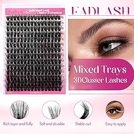FADLASH Lash Clusters 100D Thick Eyelash Clusters Volume Cluster EyelashExtensions 12-18mm Individual Lashes C Curl Lash Extension Clusters 3D Effect (100D-0.07-C,12-18mm)