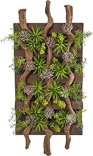 Nearly Natural 41â€ x 19â€ Mixed Succulent Artificial Living Wall Silk Plants Green