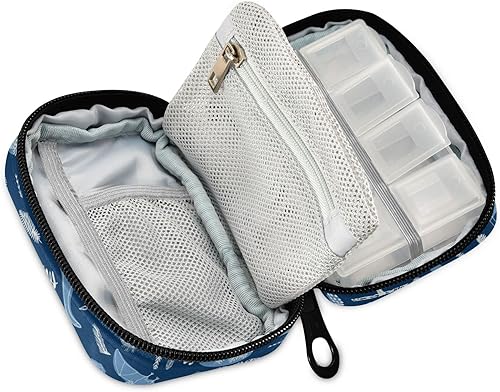 Vista 168 de Pastillero de viaje semanal pequeño lindo pastillero 7 días pastillero soporte vitamina botella organizador corazón azul Beige