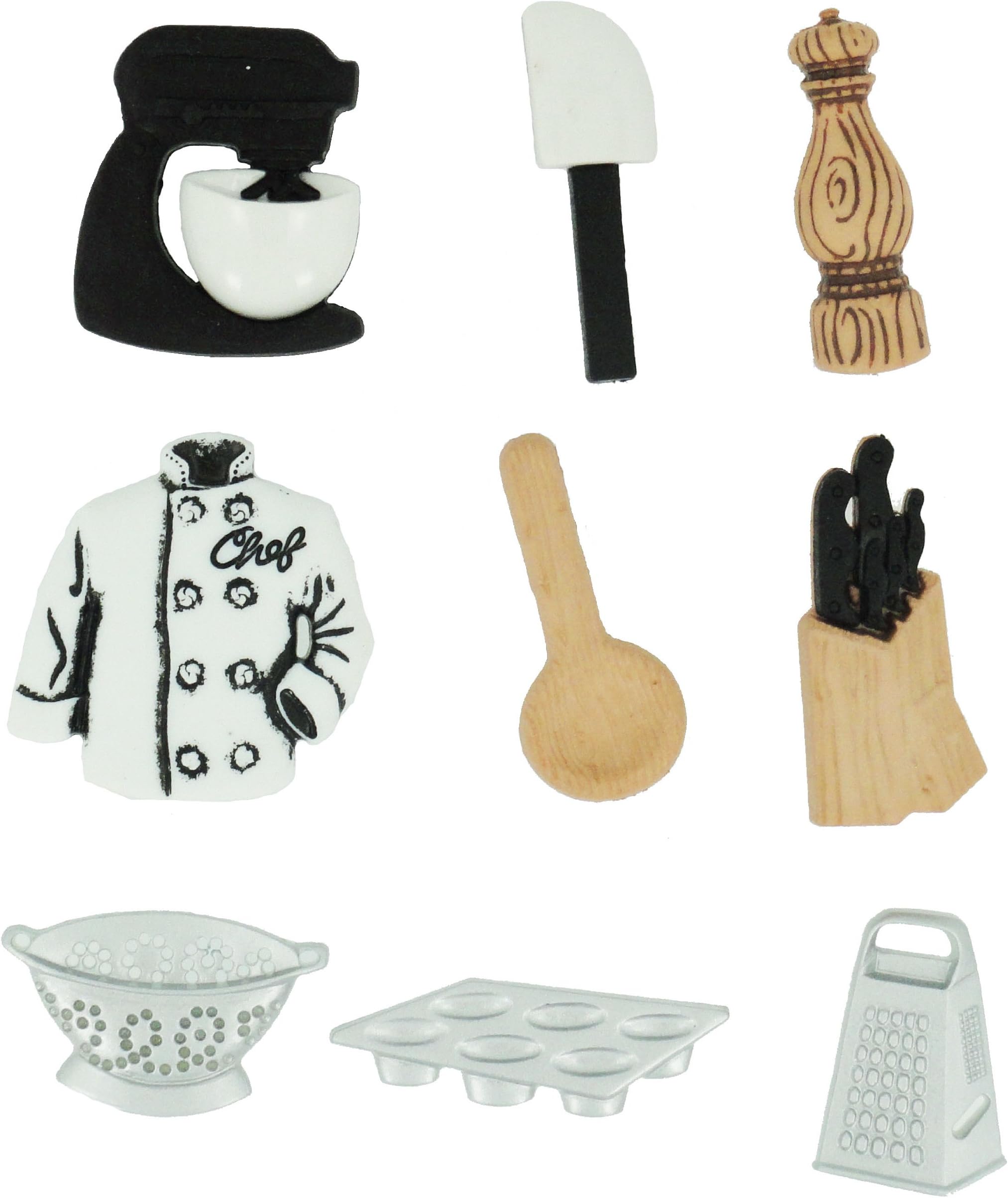 Dress It Up JBT-6539 The Master Chef 9 Count Button Pack, 3.9 x 2.9 x 0.6 Inch, Multicolored