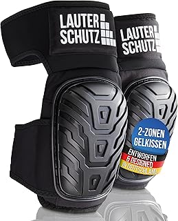LauterSchutz® KOMFORT Knieschoner mit 2-Zonen-Gelkissen Technologie - verlängerter Gurt am Oberschenkel für perfekten Halt - für Profi Handwerker und Heimwerker [Baustelle, Garten, Fliesen]