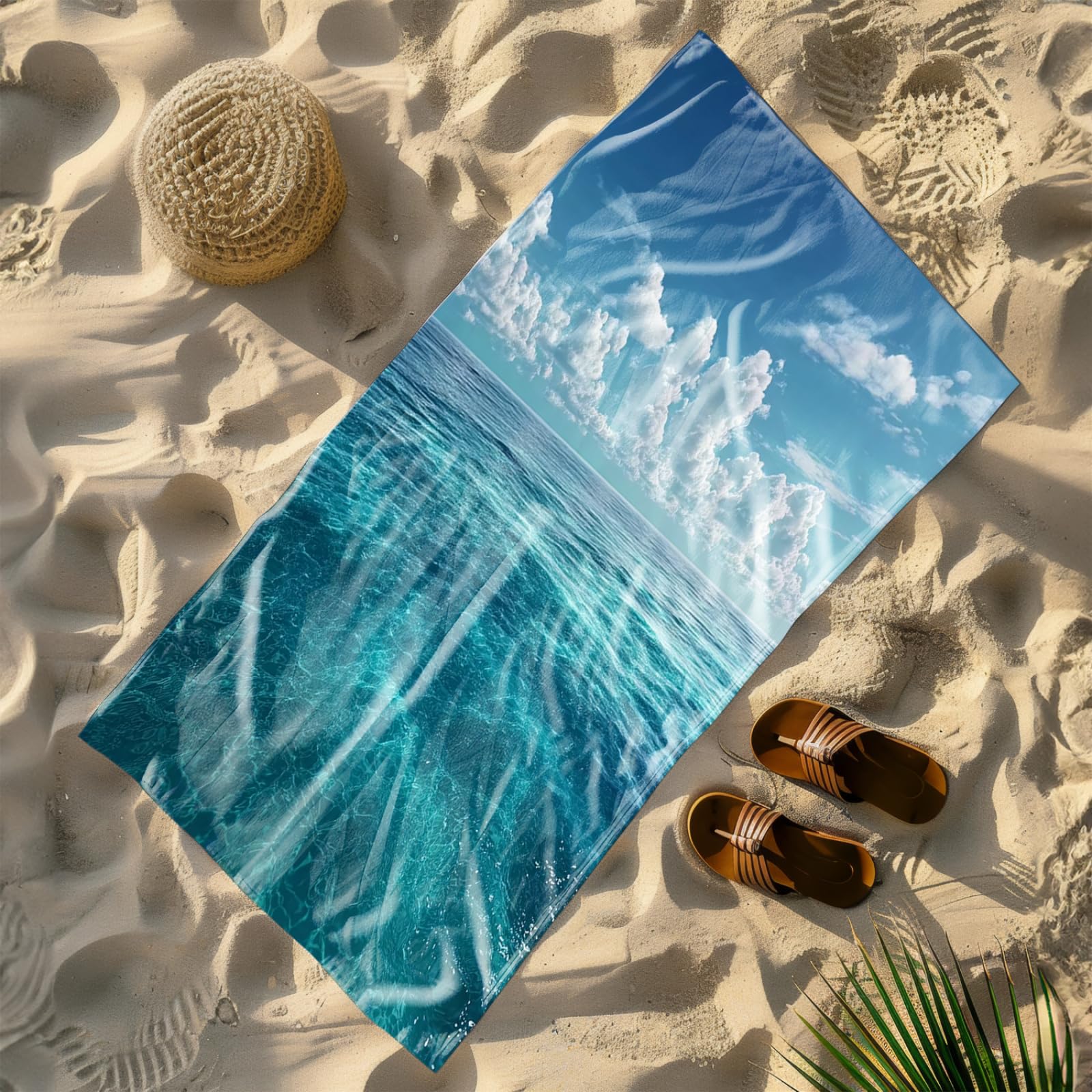 Xxl Microfibre Beach Towel 200X200 Ocean Sky Lightweight microfibre beach towel,Sand Free Quick Dry Travel Swim Towel, Sports Towel Yoga Gym for Women Men