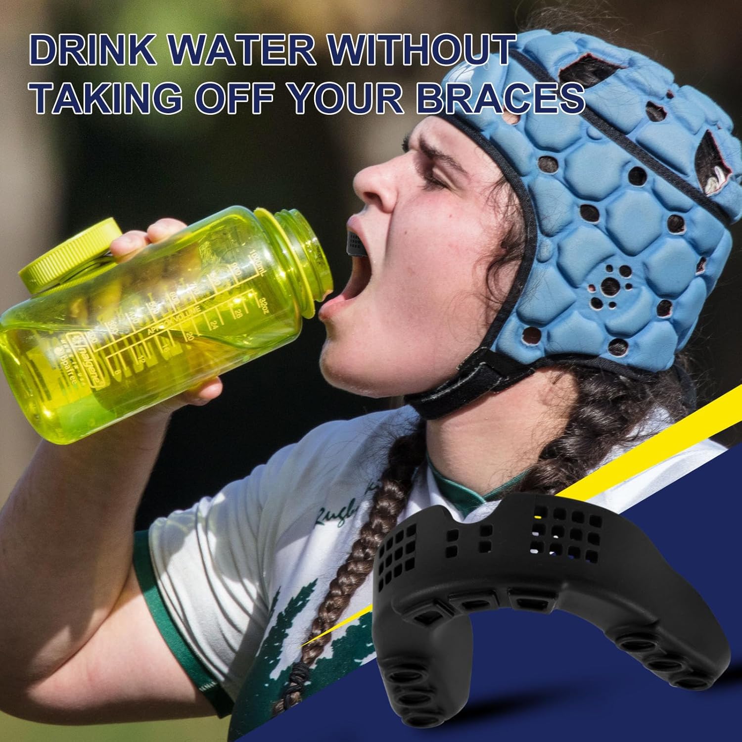 BBTO Black 6 Pcs Sports Mouth Guard, Moldable Breathable Mouthguard with Perforation for Men Women Adult Team Sports