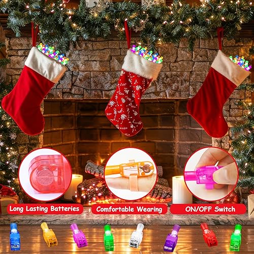 Miniatura 5 de 40 recuerdos de fiesta de Navidad para niños, luces de dedo iluminadas, juguetes para bolsas de golosinas, regalos que brillan en la oscuridad,
