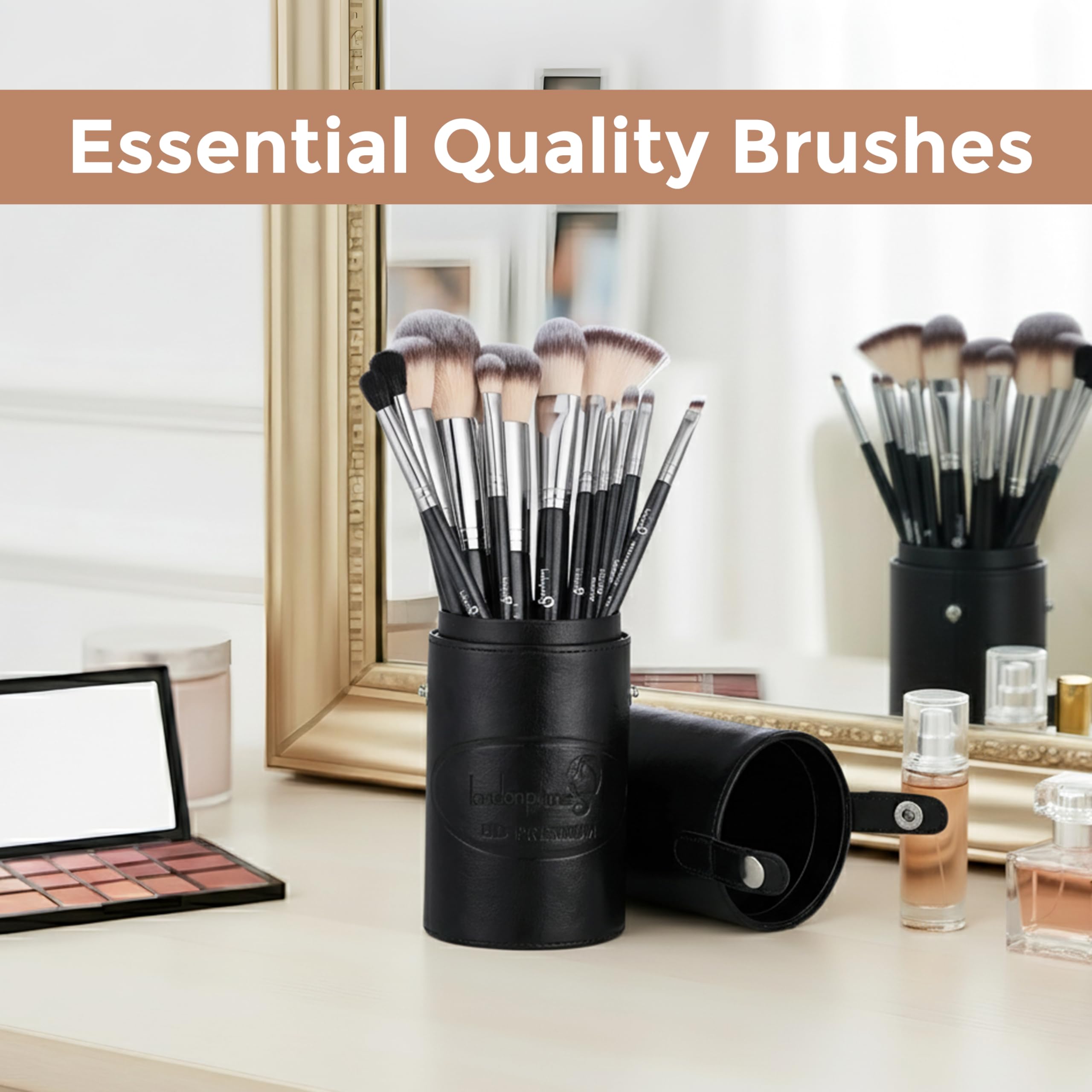 London Prime - Juego de 12 brochas de maquillaje profesionales con sombra de ojos, base, polvo, corrector, brocha para rostro y ojos, cerdas sintéticas