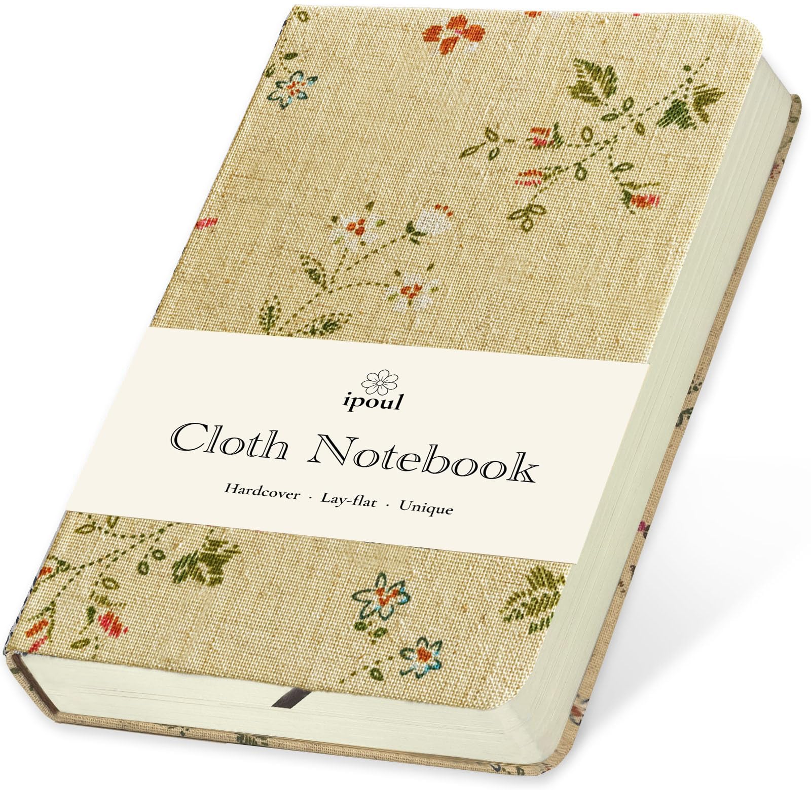 ipoul Pocket Notebook, Floral Linen Journal, Similar Embroidered, Notebooks 4x6, Lay Flat Sketchbook, A6, Hardcover, Lined & Unlined, Apricot — image 1