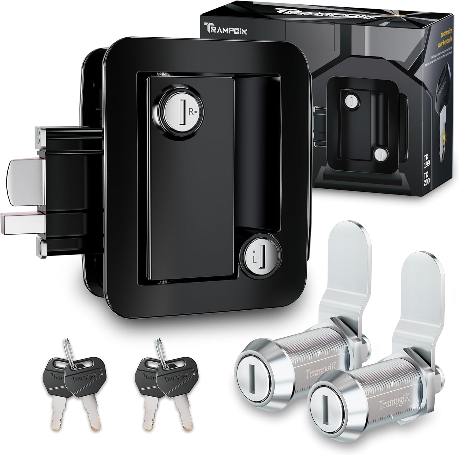RV Door Lock,1 Camper Door Lock with Storage Locks Combo, for Trailer Entrance Front Door,+ 2pcs Storage Locks, 1 1/8Inch Size, Crome,All Keyed Alike