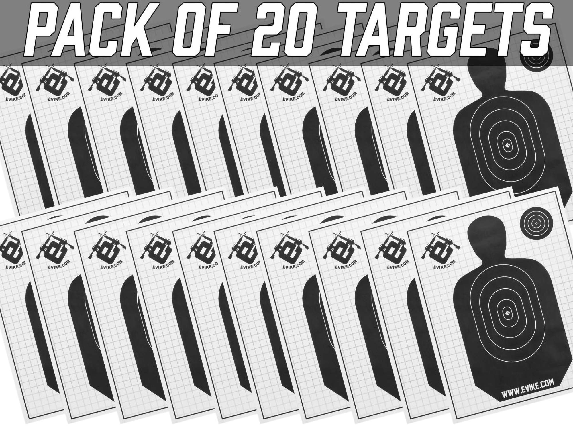 Evike Airsoft - Professional Paper Range Target (Quantity: Pack of 20)