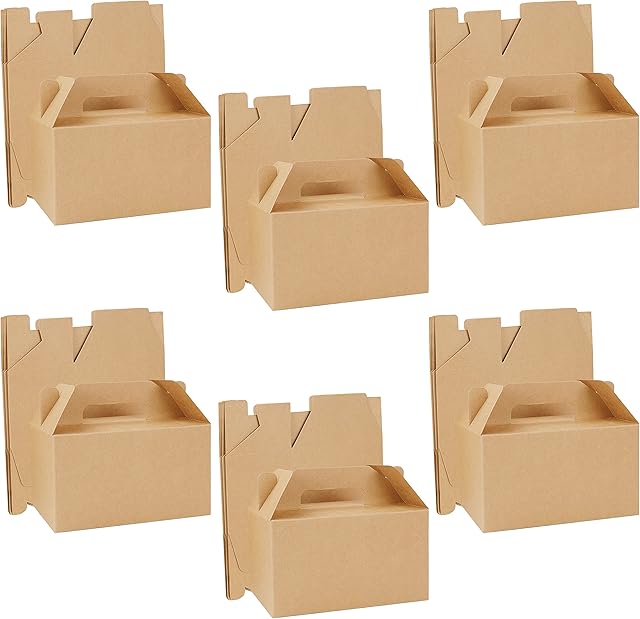 Belle Vous Brown Kraft Party Treat Favour Gift Boxes (24 Pack) - 16 x 9 x 9cm/6.29 x 3.54 x 3.54 inches - Plain Loot Goodie Gable Bags for Kids Birthdays, Food, Baby Shower & Weddings