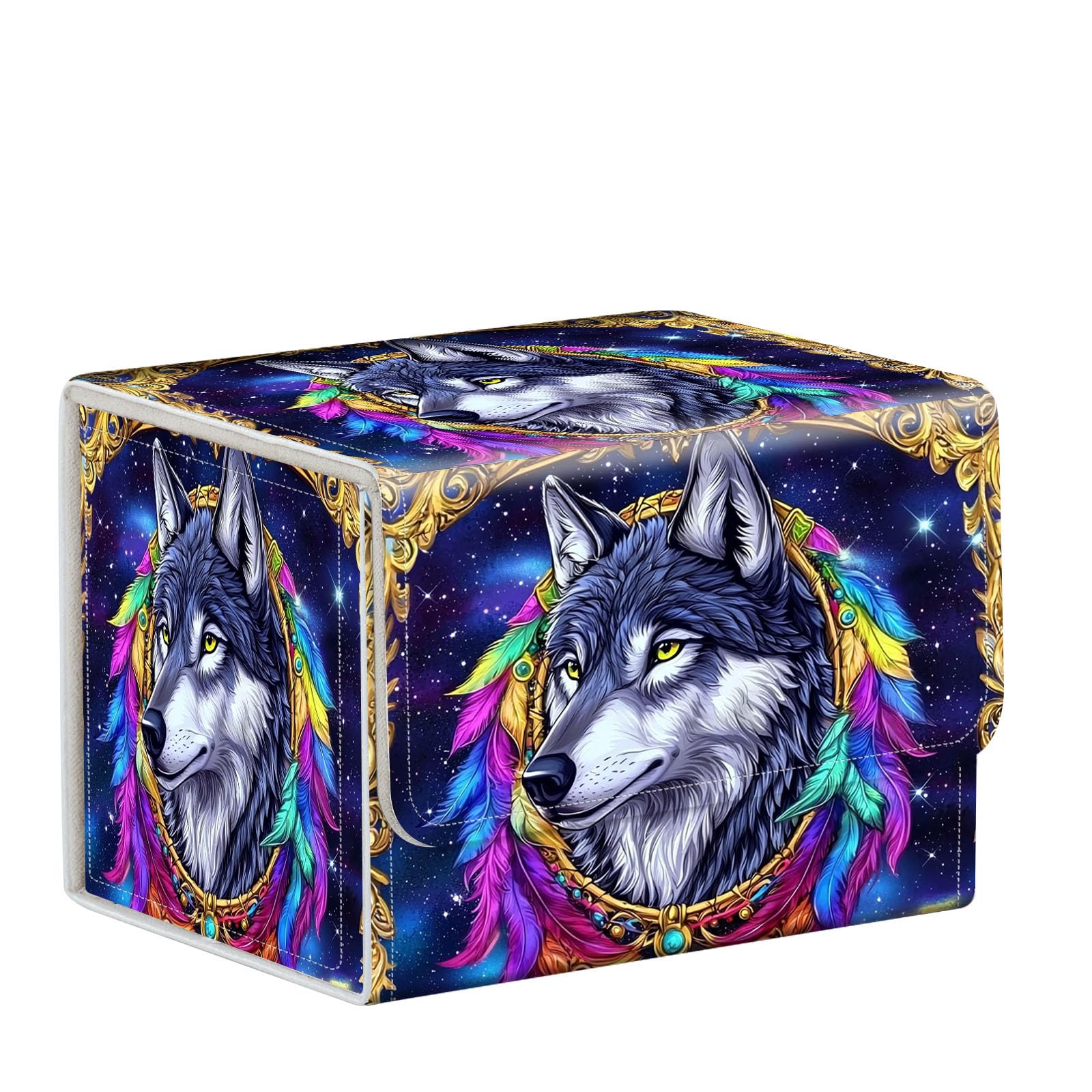ETLKJVBL MTG Deck Box,Store and Protect Your MTG Commander Decks and Cards with this Durable Card Storage Box,Designed Specifically for MTG Players, Gray Wolfs — image 1