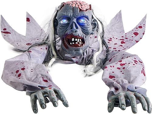 Miniatura 8 de JOYIN Decoración de Halloween Zombie Groundbreaker exterior, decoración de zombis de Halloween al aire libre con ojos iluminados y sonido
