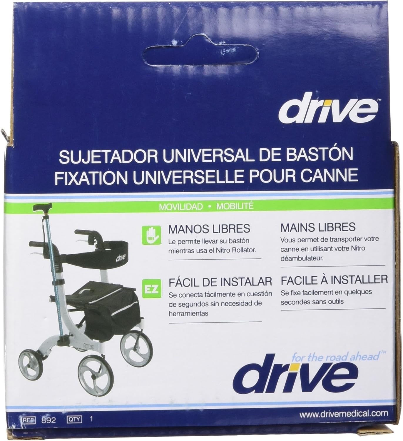 Drive Medical 892 Nitro Cane Holder for Nitro Rollators, Black