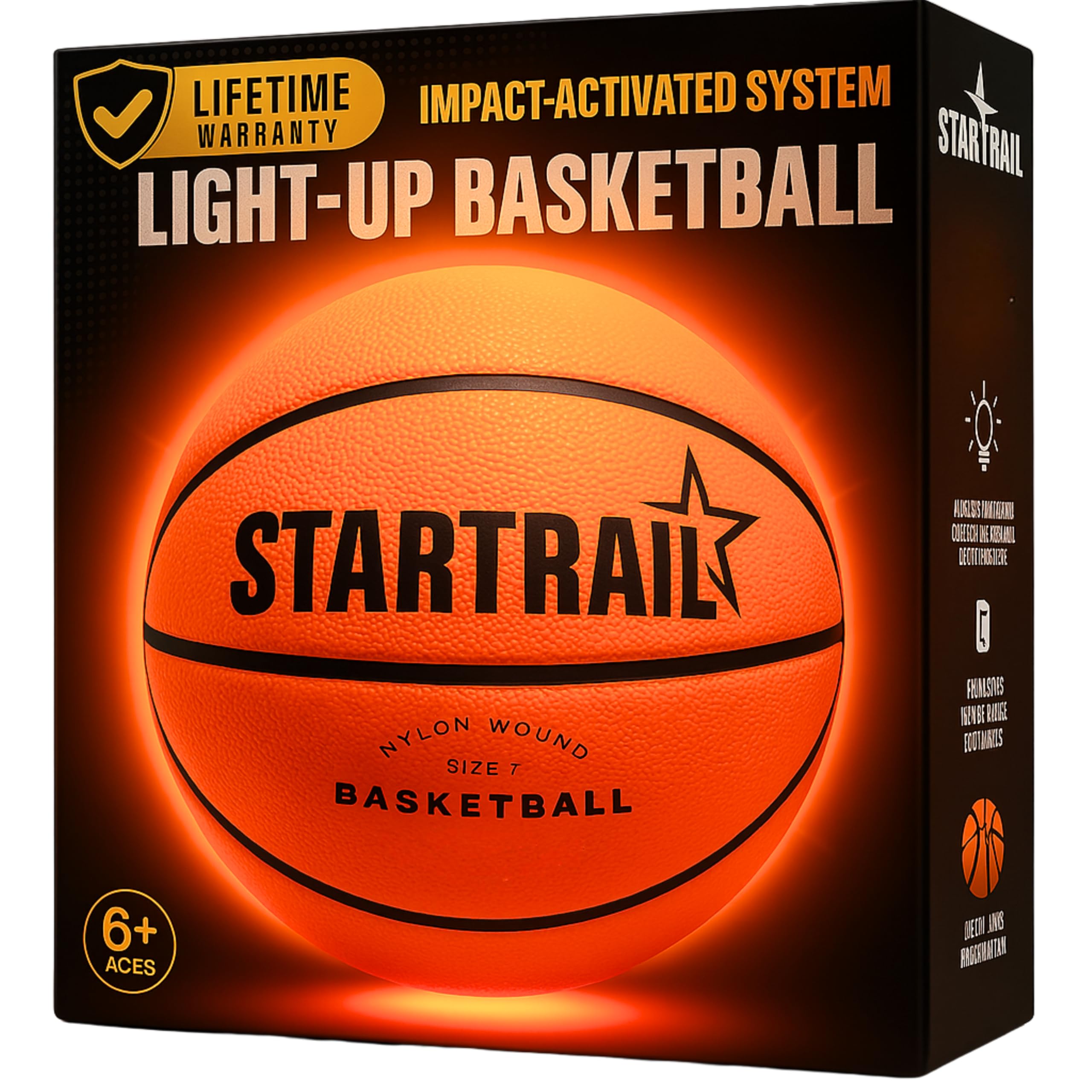 TOMLEON Glow in The Dark Basketball - LED Light-Up Ball - Sports Gear Accessories Gifts for Boys 8-15+ Year Old Incl. 3 Extra Batteries and Pump | Boys Teen Gift Ages 8-15+ | Outdoor Sports Gear