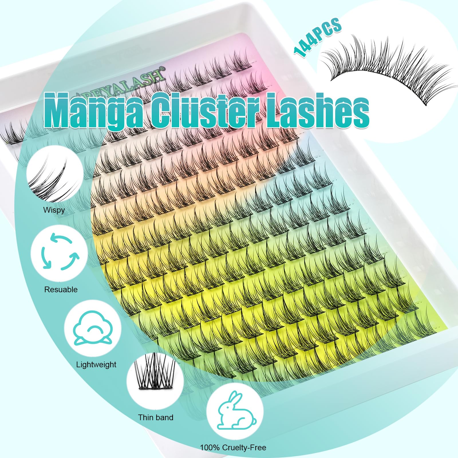 Obeyalash Natural False Eyelashes Extension 144 Pieces C Curl False Eyelashes Individual 10-13 mm Natural Cluster Lashes - Image 2