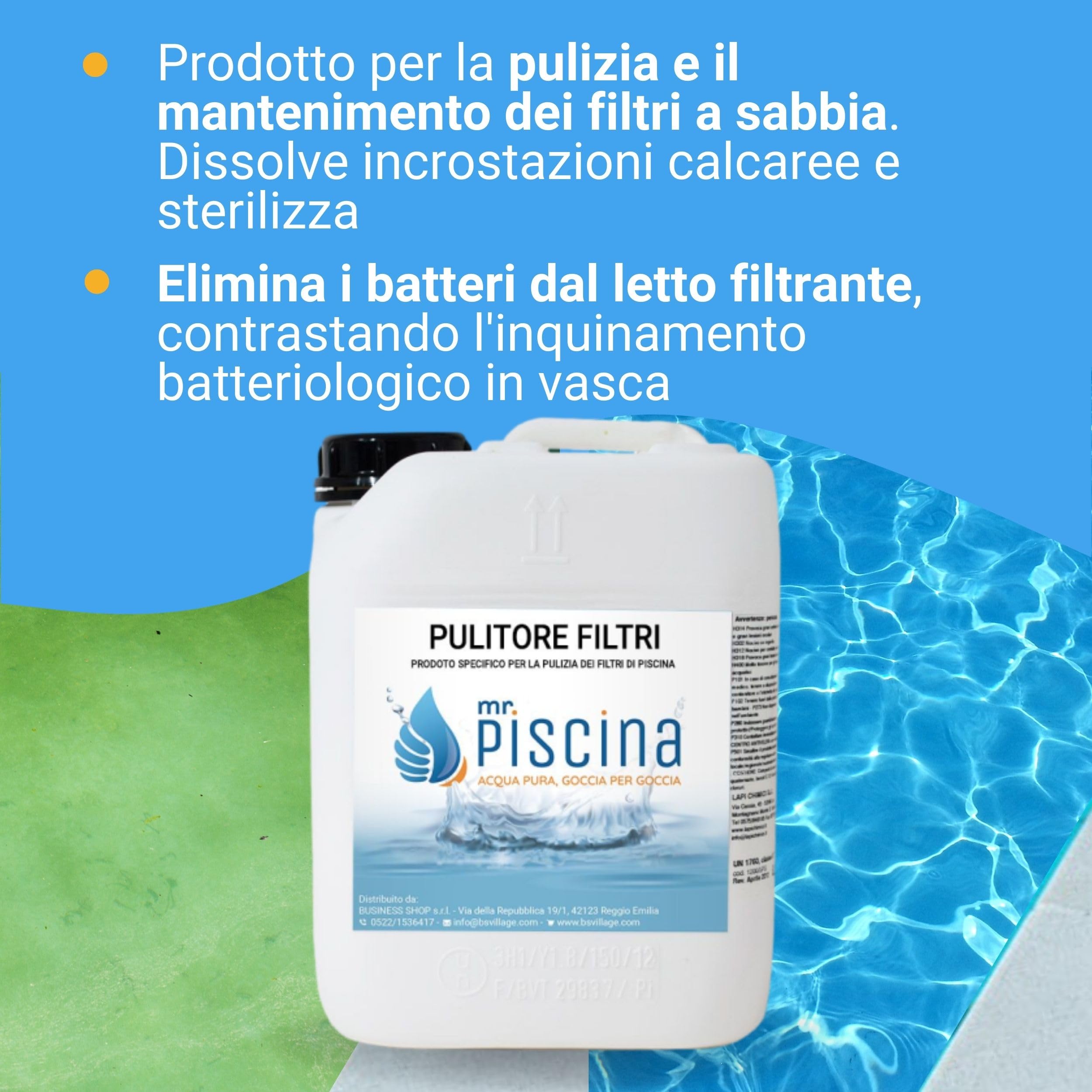 Pulitore Filtri a Sabbia Liquido, Detergente Disincrostante e Sgrassante Professionale, Rimuove Calcare e Batteri dal Letto Filtrante, Ottimizza la Filtrazione, 5 Litri