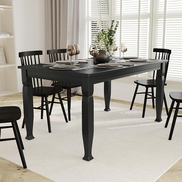Modern Black Kitchen Table Ideas for a Striking Look 83 Classic Black Solid Wood Dining Table