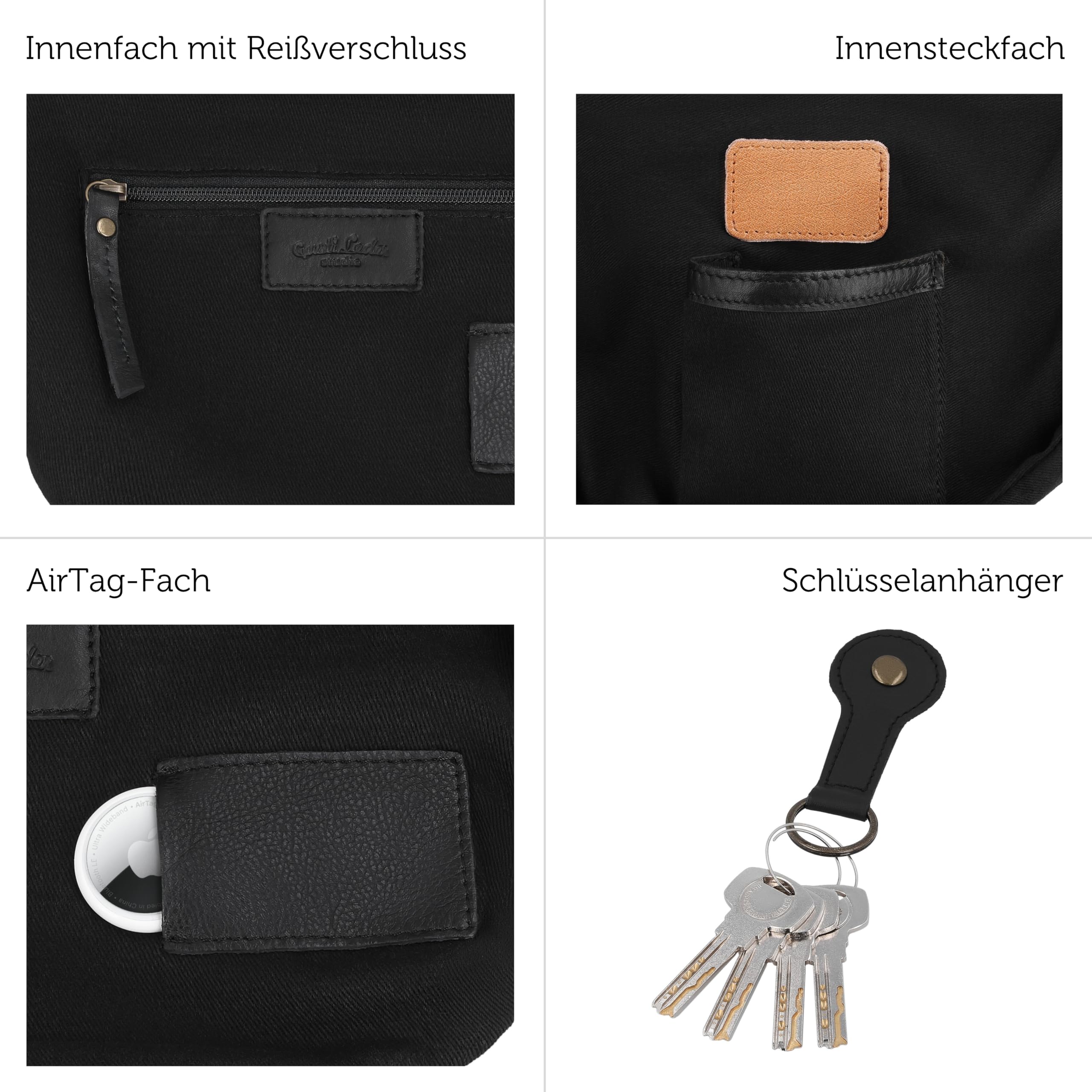 Gusti Leder Umhängetasche Candice | Handgefertigte Ledertasche Damen für Alltag & Freizeit I Elegante Leder Handtasche Damen aus Büffelleder