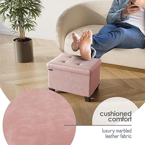 Miniatura 223 de Otomana plegable para dormitorio o sala de estar, con contenedores de almacenamiento, reposapiés para el extremo de la cama, soporta hasta 660 lb,