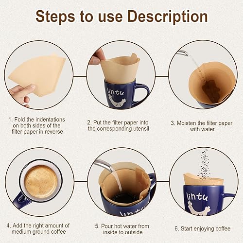 Miniatura 4 de XINRUI 200 filtros de café de cono #4 para cafetera Ninja Dual Brew, filtros desechables de 8 a 12 tazas, filtros de papel de café marrón natural