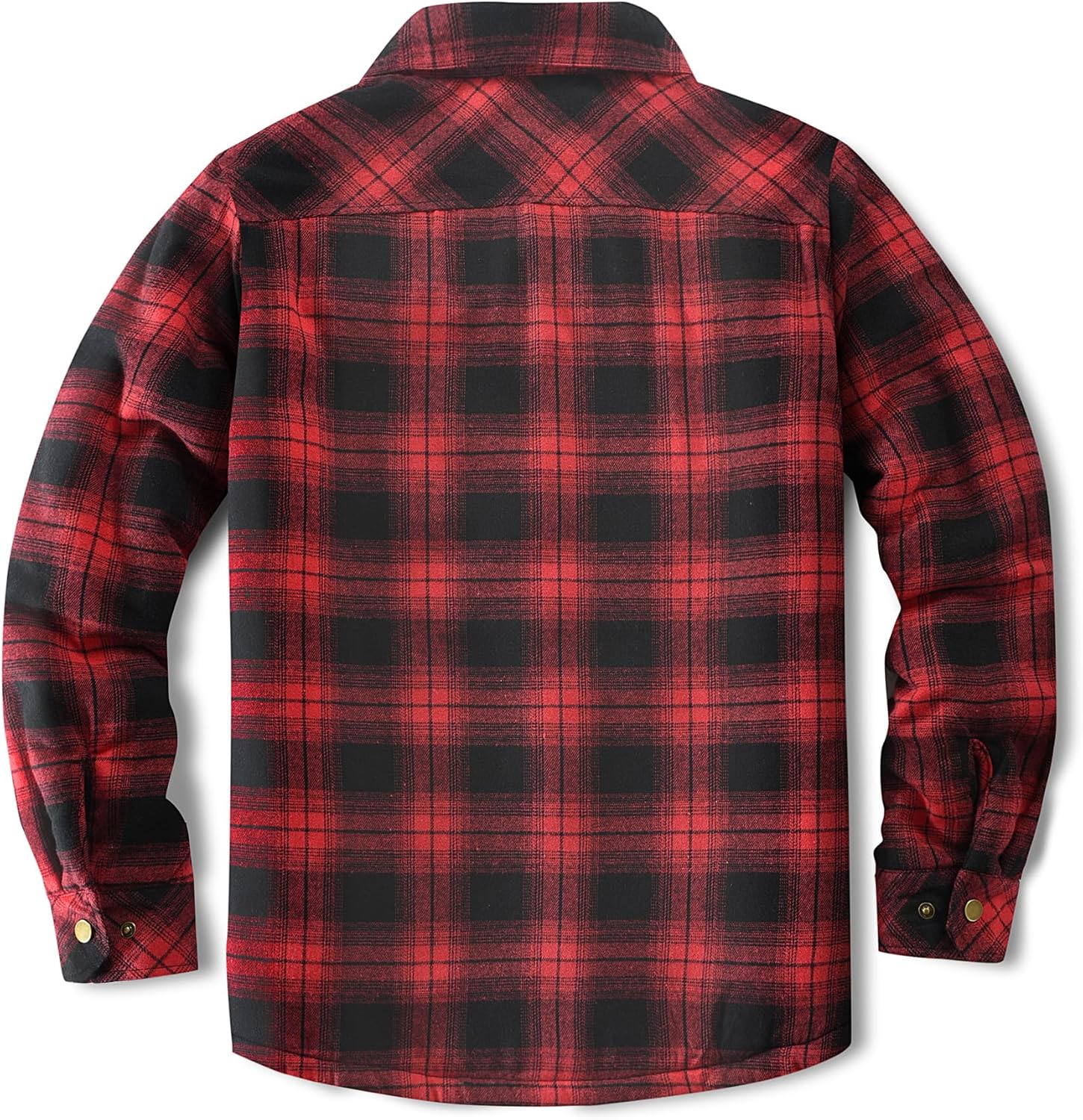 Men's Sherpa Lined Cotton Flannel Shirt Jacket Plaid Button Up Jacket Coat for Men with Pocket - Image 4