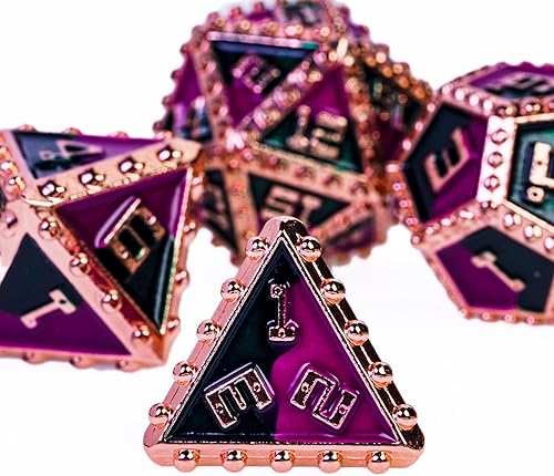 Miniatura 10 de UDIXI Juego de dados de metal DND juego de 7 dados de metal para Calabozos y Dragones juego de dados poliédricos para juegos de rol rojo y negro