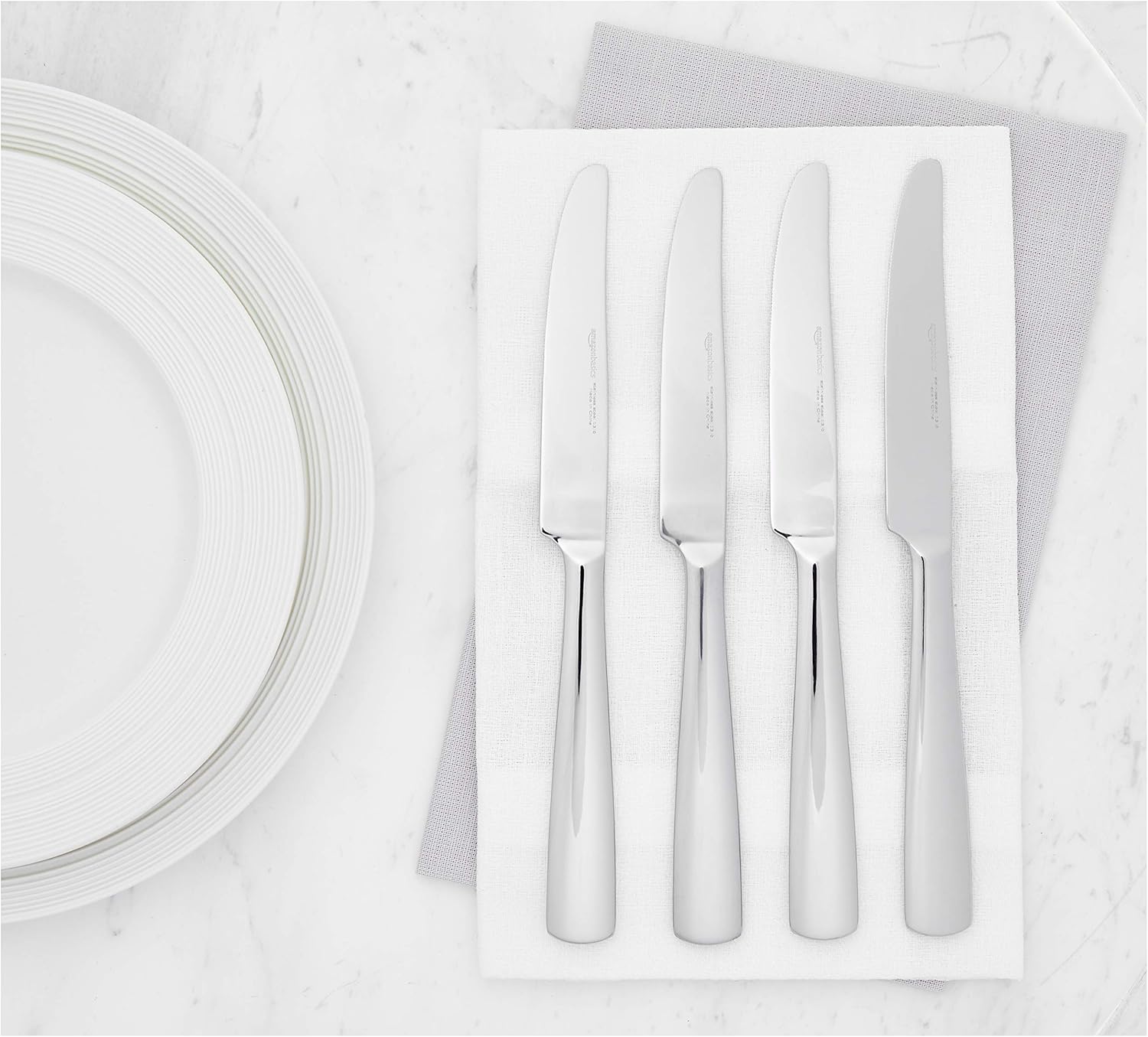 Amazon Basics Stainless Steel Dinner Knife with Square Edge, Pack of 12