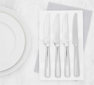 Amazon Basics Stainless Steel Table Knives with Square Edge, Pack of 12, Silver