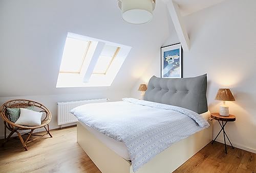 Vista 13 de WOWMAX Almohada de cabecera tamaño Queen Triangular Almohada de cuña para cabecero, almohada grande para cama con funda extraíble, 85% lino 15%