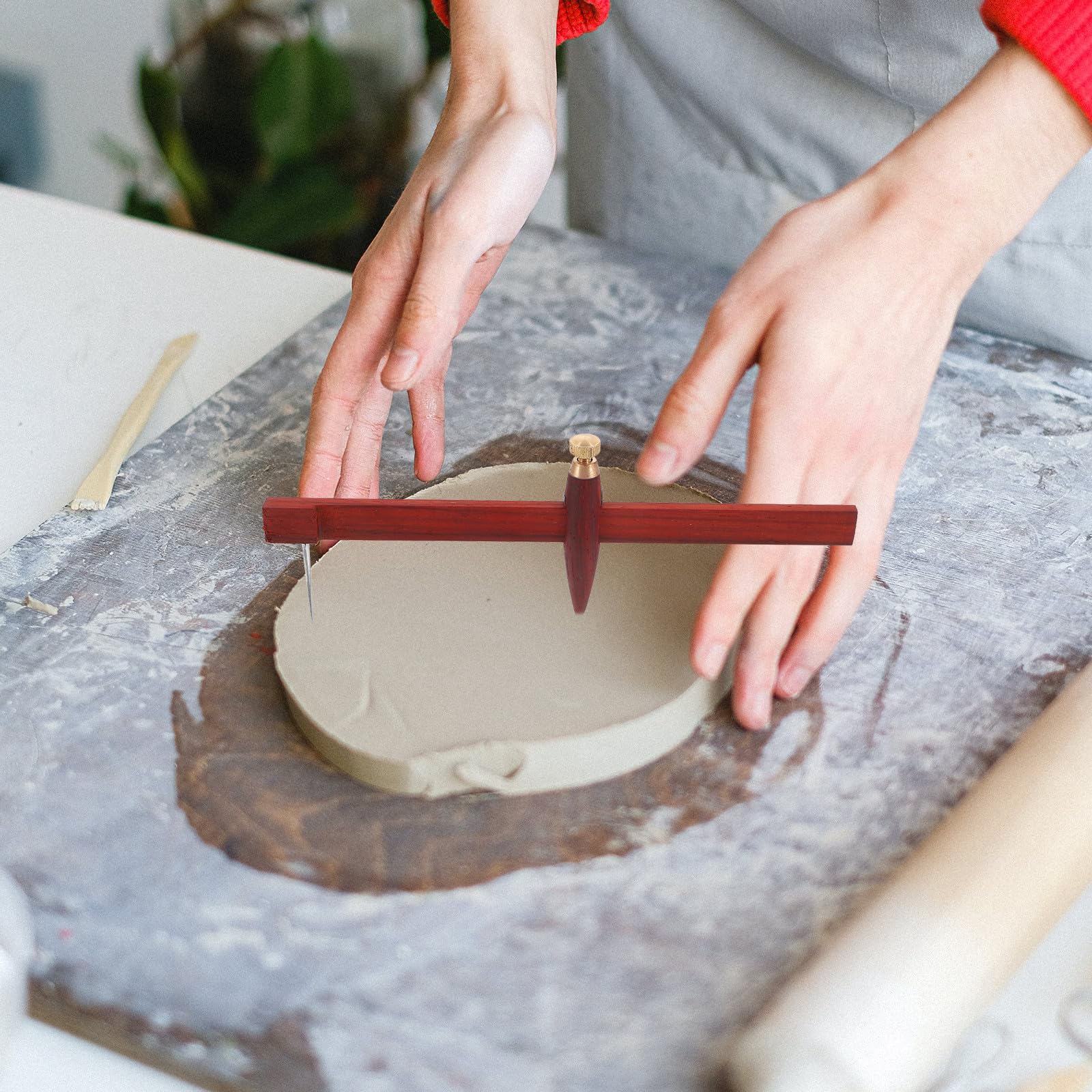 Kichvoe Taglierina per Cerchi in Argilla Compasso in Legno Strumento per Progetti Artigianali di Ceramica Lavorazione Fine e Precisa per Creazioni in Argilla Riutilizzabile