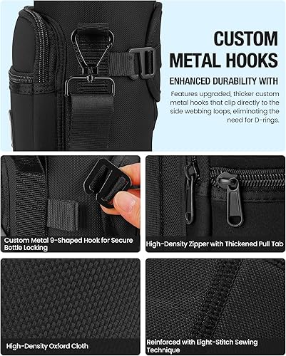 Miniatura 5 de Sports rabbit Soporte universal para botella de agua – Diseño híbrido duradero de Oxford y neopreno compatible con Stanley de 30/40oz con asa y Negro