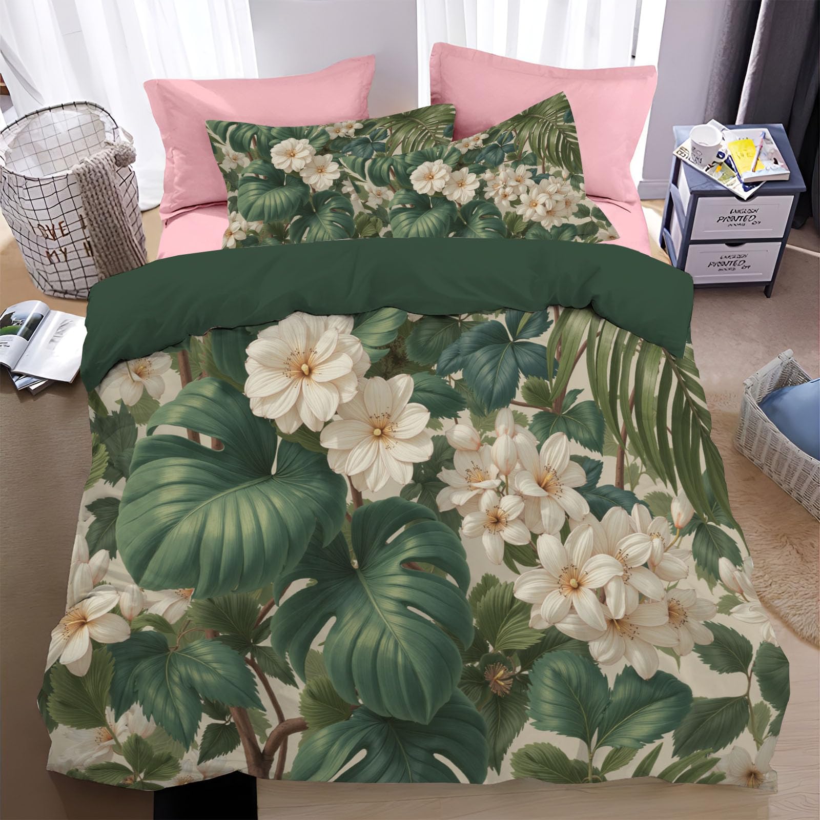 Plantes d'un vert luxuriant parure de lit 140x200cm au rendu réaliste