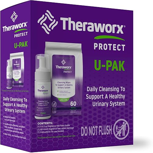 Theraworx Protect U-Pak Daily Cleansing Kit - 60 Count Wipes & 3.4oz Foam