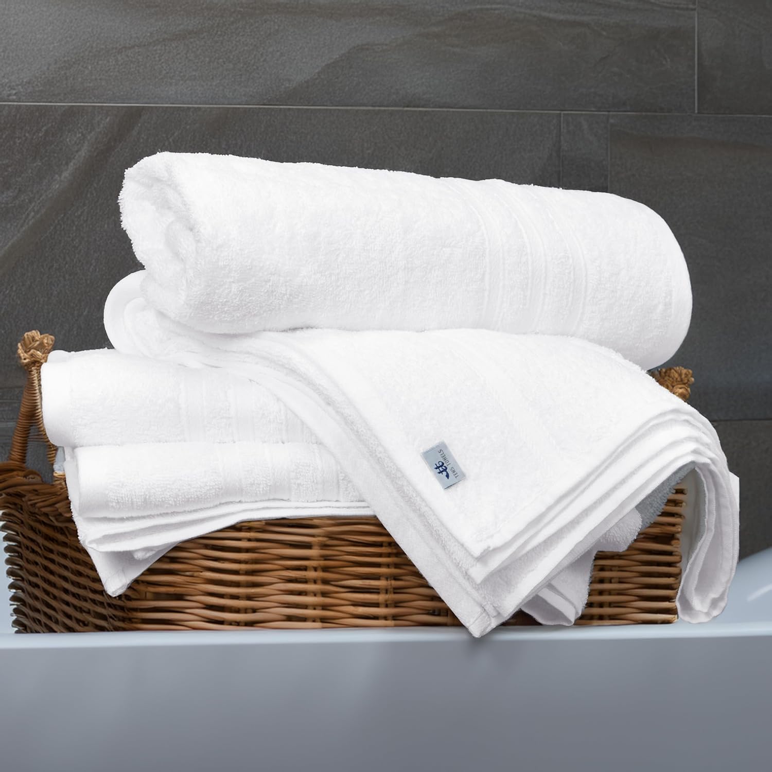 Tens Towels Pack of 4 Soft Bath Towels, 100% Cotton, 27 x 54 Inches, Lightweight & Quick-Dry, Ideal for Daily Bathroom Use, Practical & Comfortable, White