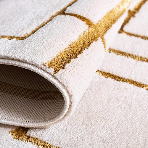 Miniatura 6 de Unique Loom Glam Collection - Alfombra decorativa (5 pies 3 pulgadas, redonda, oro blancodorado)